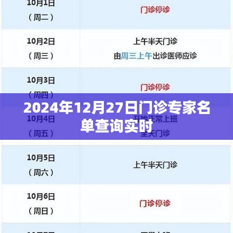 2024年12月27日門診專家實時查詢列表