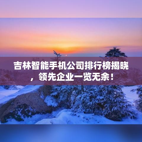 吉林智能手機公司排行榜揭曉，領(lǐng)先企業(yè)一覽無余！