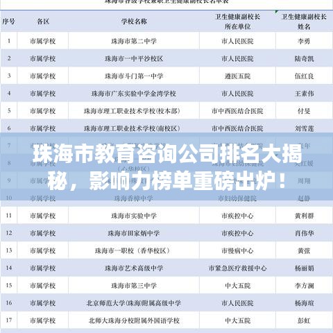 珠海市教育咨詢公司排名大揭秘，影響力榜單重磅出爐！