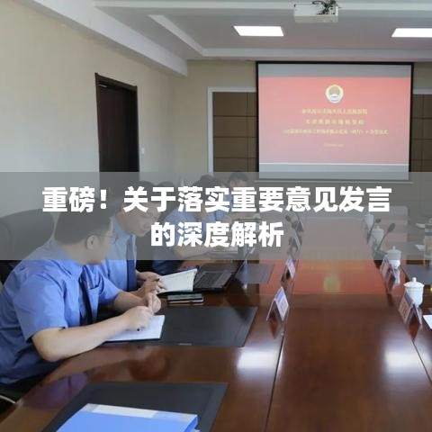 重磅！關于落實重要意見發(fā)言的深度解析