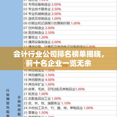 會計行業(yè)公司排名榜單揭曉，前十名企業(yè)一覽無余